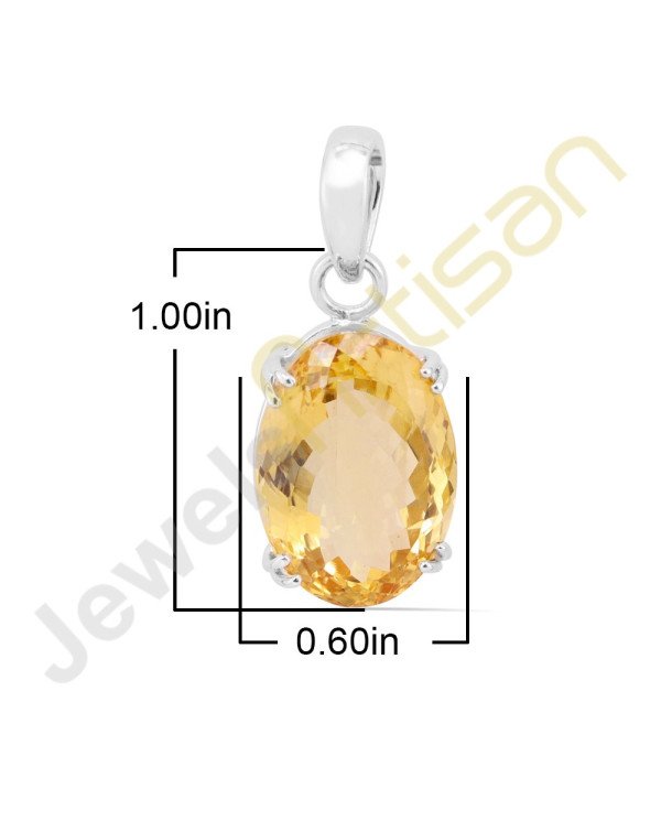 Citrine faceted Gemstone Prong Setted Sterling Silver Handmade Pendants