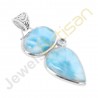 Larimar Swiss Blue Topaz Gemstone Sterling Silver Handmade Pendants