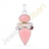 Natural Pink Opal, Garnet, Pearl Sterling Silver Handmade Pendants