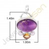 Purple Amethyst, Citrine, Pearl Sterling Silver Handmade Pendants
