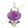 Purple Amethyst, Citrine, Pearl Sterling Silver Handmade Pendants
