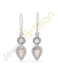 Rainbow Moonstone Gemstone Two Stone Handmade Sterling Silver Earrings