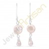 Fresh Water Pearl and Rainbow Moonstone Gemstone Handmade sterling silver Earrings