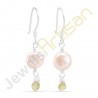Fresh Water Pearl and Peridot Gemstone Handmade sterling silver Earrings
