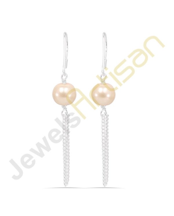 Natural Pearl Gemstone Handmade Sterling Silver Earrings