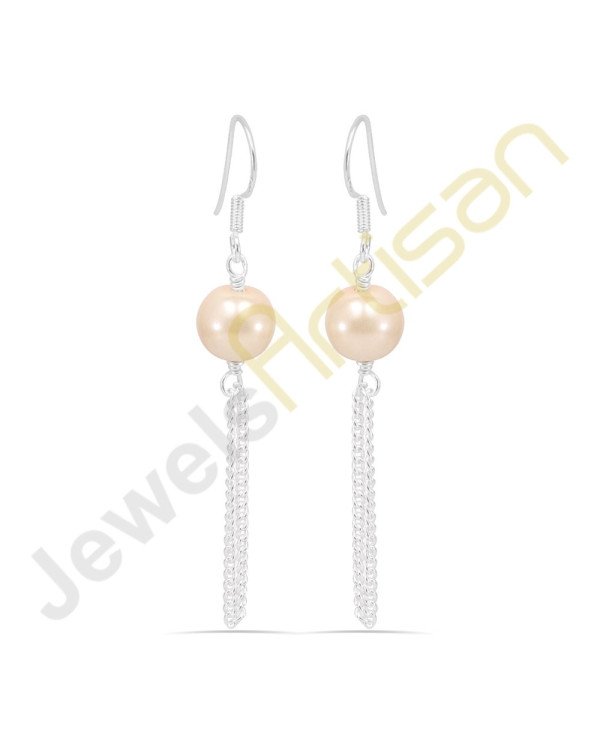 Natural Pearl Gemstone Handmade Sterling Silver Earrings