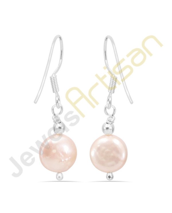 Natural Fresh Water Pearl Gemstone Handmade sterling silver Earrings