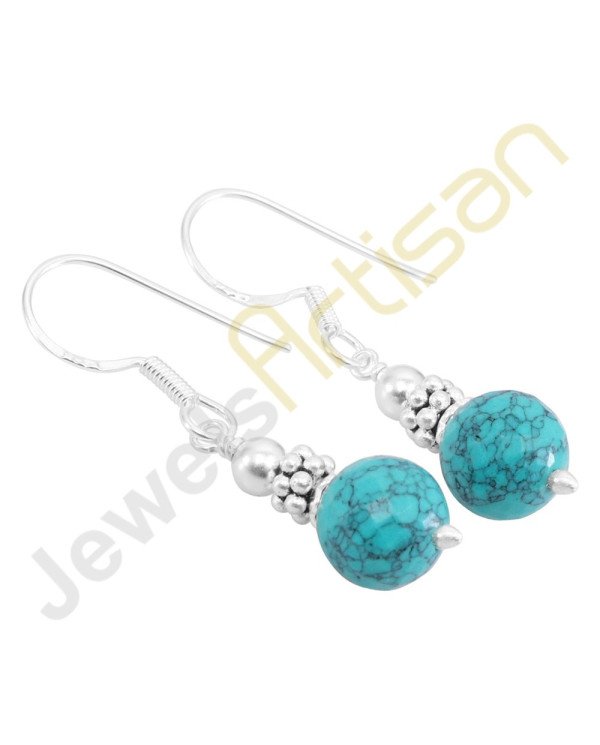Turquoise Gemstone Handmade sterling silver Earrings
