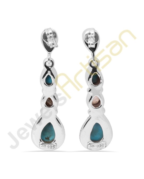 Arizona King's man Turquoise Multigemstone Handmade sterling silver Earrings