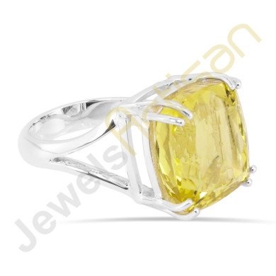 Lemon quartz sterling silver ring 