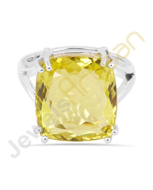 Lemon quartz sterling silver ring 