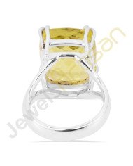 Lemon quartz sterling silver ring 