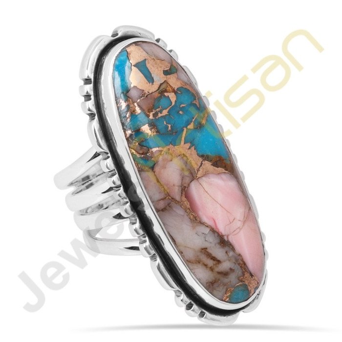 Spineoyester turquoise sterling silver ring 