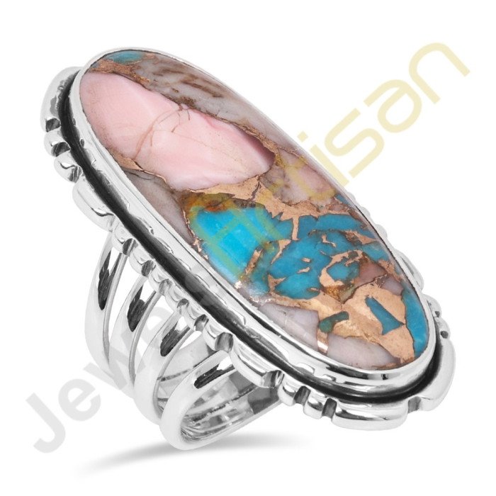Spineoyester turquoise sterling silver ring 