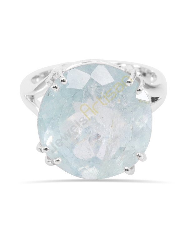 Natural Aquamarine Gemstone Solid Sterling Silver Ring