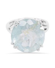 Natural Aquamarine Gemstone Solid Sterling Silver Ring