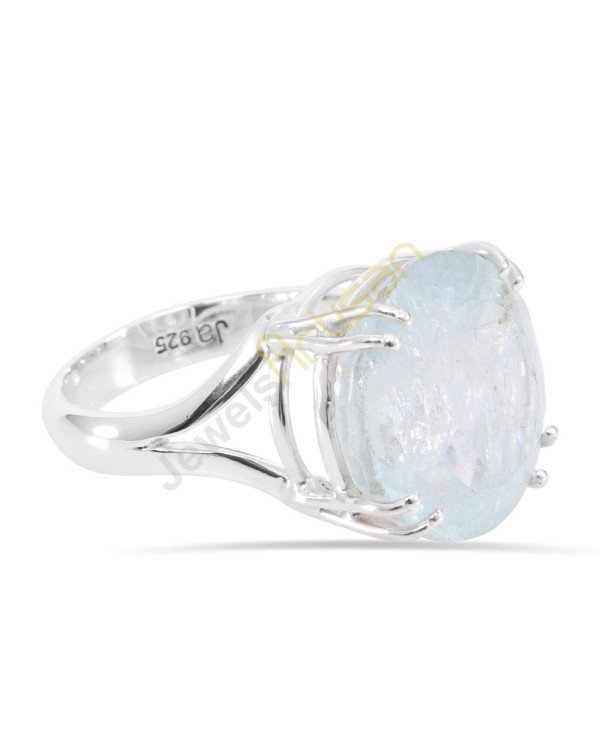 Natural Aquamarine Gemstone Solid Sterling Silver Ring