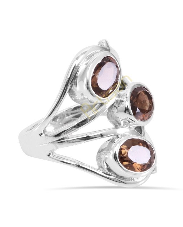 Smoky Quartz Gemstone 925 Sterling Silver Ring