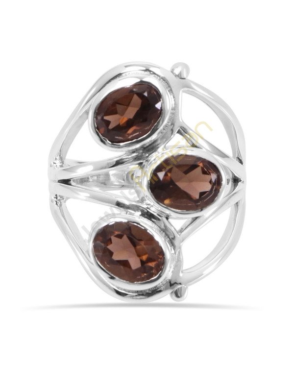 Smoky Quartz Gemstone 925 Sterling Silver Ring