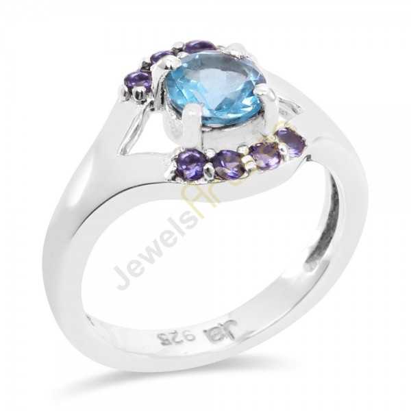 Iolite Ring-Size 7 Marquise Faceted 5 Stone-Sterling Silver - Awakenings