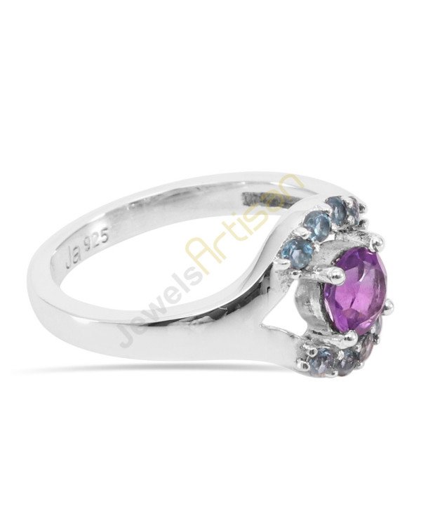 Amethyst and Blue Topaz Gemstone 925 Sterling Silver Ring