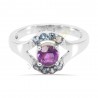Amethyst and Blue Topaz Gemstone 925 Sterling Silver Ring
