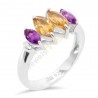Amethyst and Citrine Gemstone 925 Sterling Silver Ring