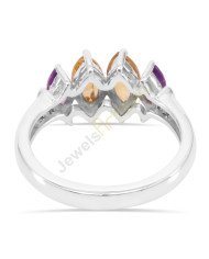 Amethyst and Citrine Gemstone 925 Sterling Silver Ring