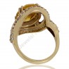 Yellow Gemstone and White Cubic Zirconia Gold Plated Fashion Ring
