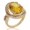 Yellow Gemstone and White Cubic Zirconia Gold Plated Fashion Ring