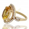 Yellow Gemstone and White Cubic Zirconia Gold Plated Fashion Ring