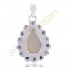 Iolite Rainbow Moonstone And Swiss Blue Topaz Gemstone 925 Sterling Silver Pendants