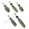 Natural Raw Moldavite Pendant, Green Kyanite Pendant, Sterling Silver Handmade Pendant