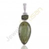 Natural Raw Moldavite Pendant, Green Kyanite Pendant, Sterling Silver Handmade Pendant