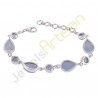 Natural Chalcedony 925 Solid Sterling Silver link Bracelet
