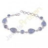 Natural Chalcedony 925 Solid Sterling Silver link Bracelet