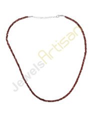 Garnet Beads Necklace Sterling Silver 18 Inch Adjustable Beads Necklace