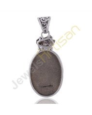 Natural Gemstone Pyrite Sun and Meteorite Sterling Silver Two Stone Pendant