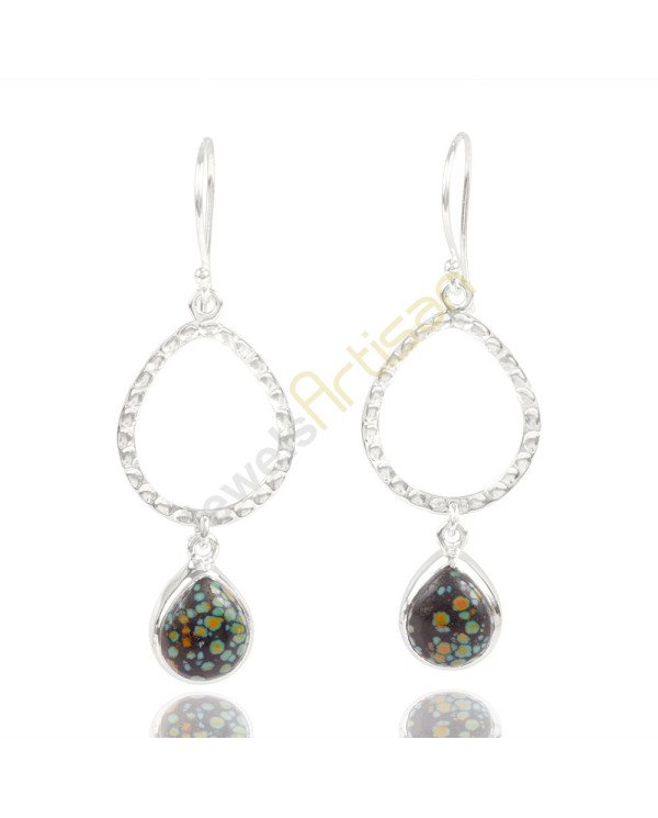 Tibetan Turquoise Gemstone 925 Sterling Sliver Dangle Drop Earring