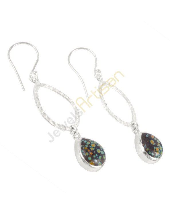 Tibetan Turquoise Gemstone 925 Sterling Sliver Dangle Drop Earring