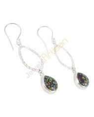 Tibetan Turquoise Gemstone 925 Sterling Sliver Dangle Drop Earring