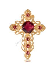 Garnet Cross Pendant Gold Plated Fashion Designer Cross Pendant With Red Gemstone