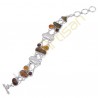Amber Ammonite Garnet Peridot And Pearl Gemstone 925 Sterling Silver Bracelet
