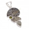 Natural Ammonite Multi Gemstone Sterling Silver Statement Pendant
