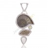 Natural Ammonite Multi Gemstone Sterling Silver Statement Pendant