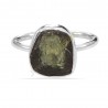 Certified Moldavite Ring Natural Molavite Sterling Silver Ring for Him and Her