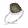 Certified Moldavite Ring Natural Molavite Sterling Silver Ring for Him and Her