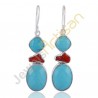 Arizona Turquoise Earrings Coral Earrings Sterling Silver Dangle Earrings Handmade Earrings