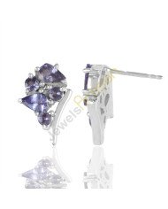 Tanzanite Stud Earrings 5 Stone Tanzanite And 925 Solid Sterling Silver Earrings