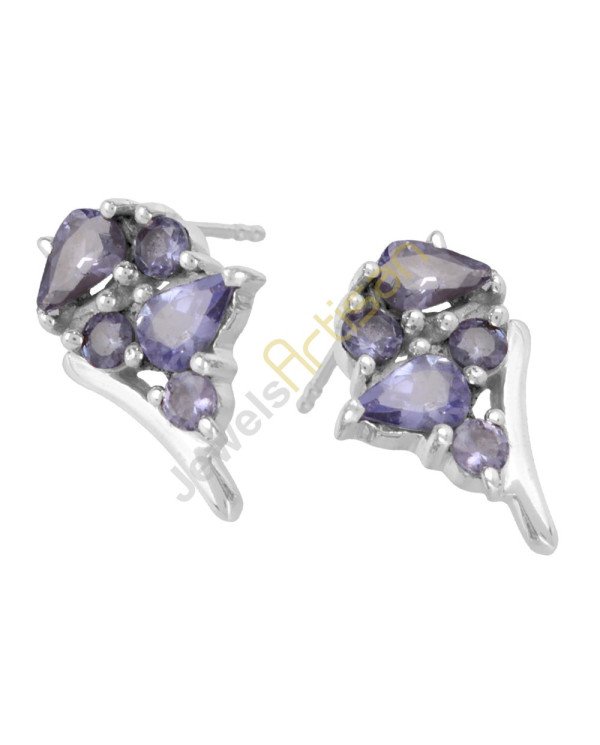 Tanzanite Stud Earrings 5 Stone Tanzanite And 925 Solid Sterling Silver Earrings